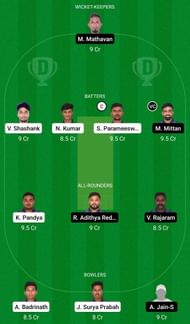 Dream11 Team for Patriots vs Smashers - Pondicherry T10 2022.